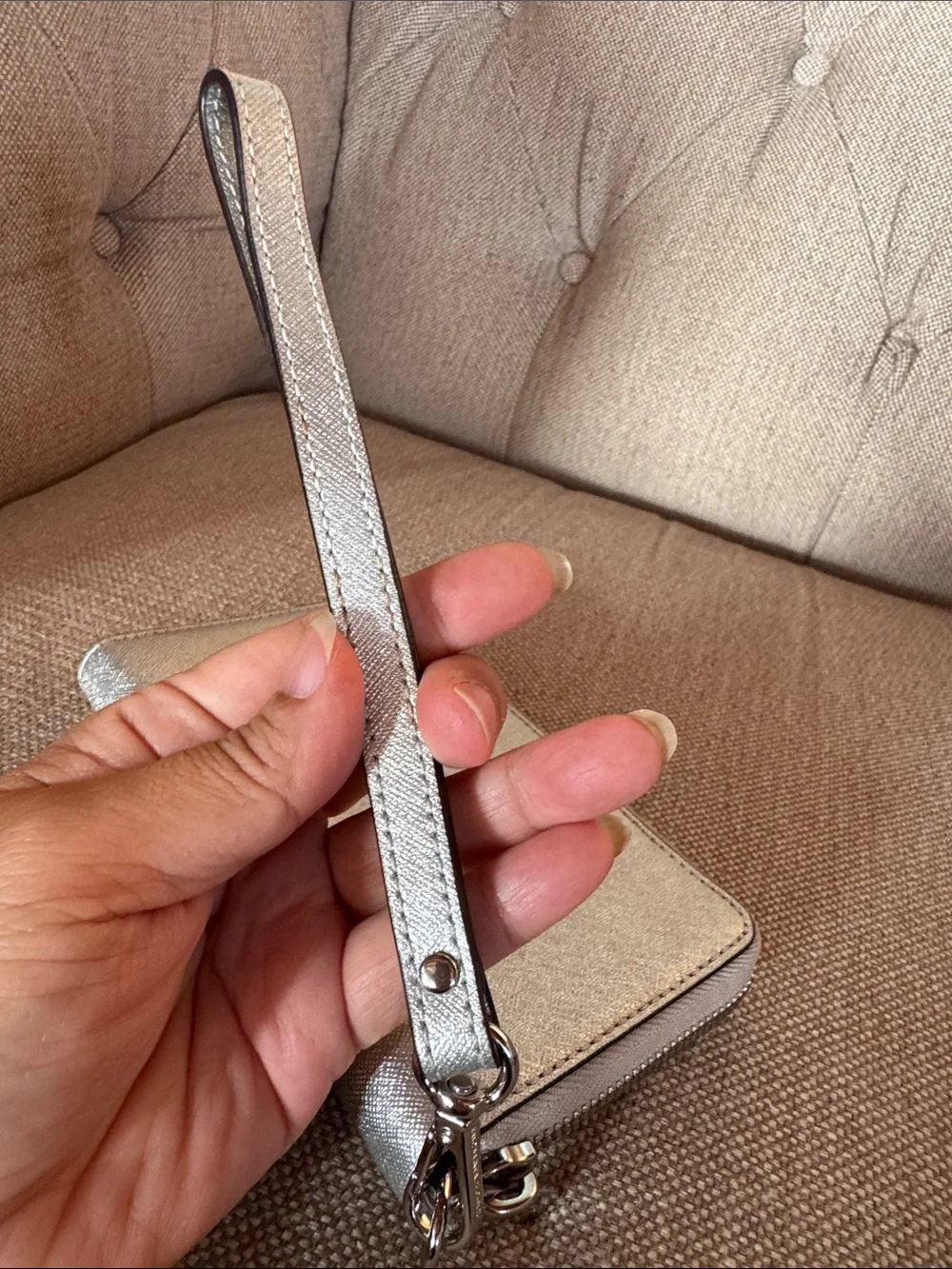Michael Kors Metallic Silver Zip Wristlet